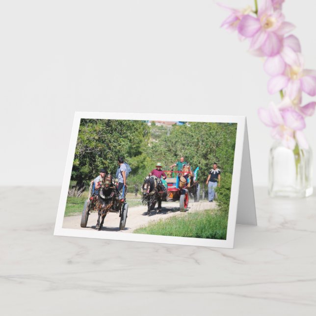 Horse Carts in Park Card (Orchid)