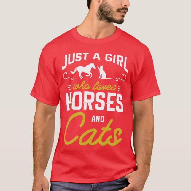 Horse Cat Design for a Rider and cat owner friends T-Shirt (Front)