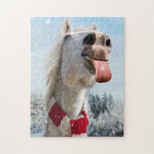 Horse Catching Snowflakes Jigsaw Puzzle