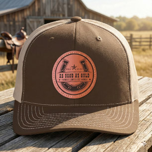 Horse - Cattle Brand Logo Family Name Ranch Leather Patch Hat