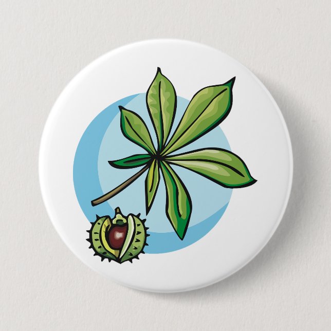 Horse Chestnut Leaf and Conker Button (Front)