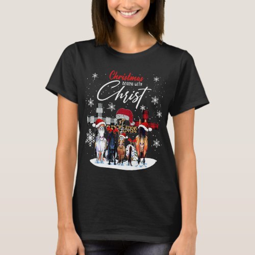 Horse Christmas Begins With Christ Bullmastiff Xma T_Shirt