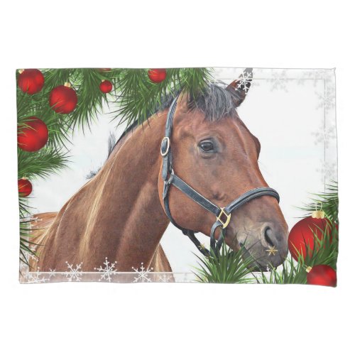 Horse Christmas Equestrian Equine Cute Pony Horse Pillow Case