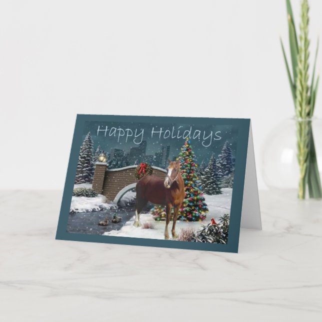 Horse Christmas Evening Card (Front)