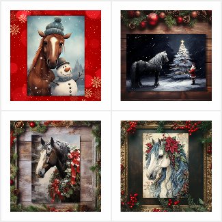 Horse Christmas Holiday Greeting Cards