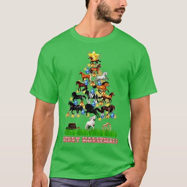 Horse Christmas Horses Christmas Tree  T-Shirt (Front)