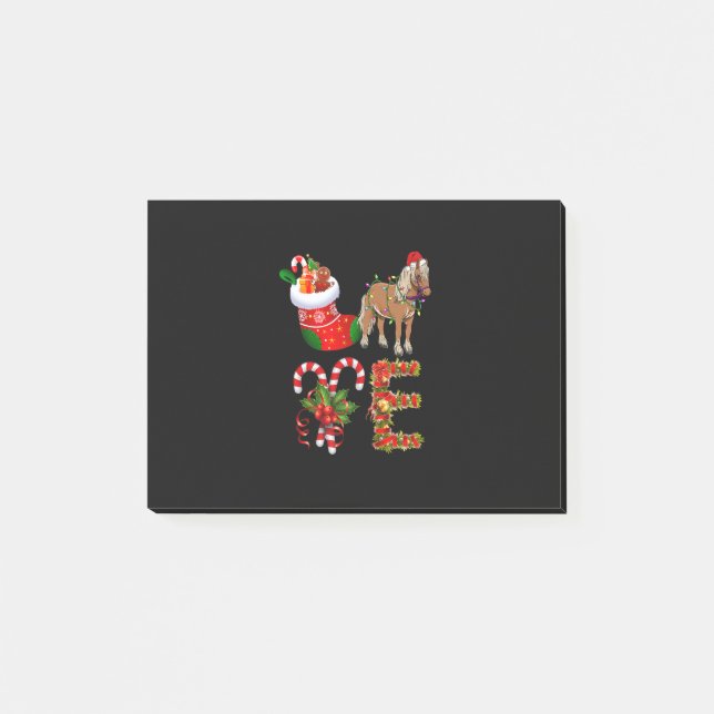 Horse Christmas Lights Led Funny Santa Hat Christm Post-it Notes (Front)