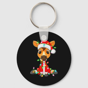 Horse Christmas Lights Santa Costume Cute Animal X Keychain