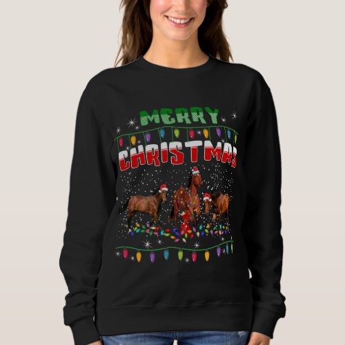 Horse Christmas Lights T Merry Christmas Horse Lov Sweatshirt