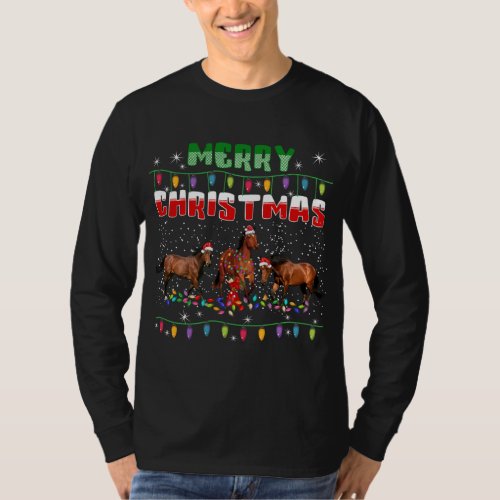 Horse Christmas Lights T Merry Christmas Horse Lov T_Shirt