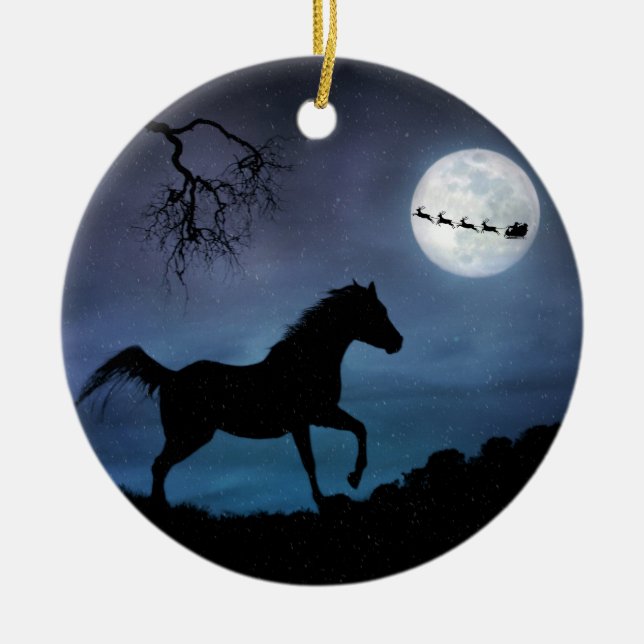 Horse Christmas Ornamet Ceramic Ornament (Front)