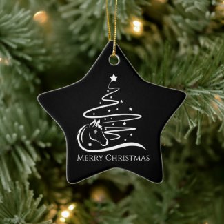 Horse Christmas tree black and white Equestrian