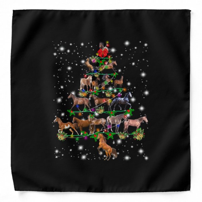 Horse Christmas Tree Covered By Flashlight Bandana (Front)