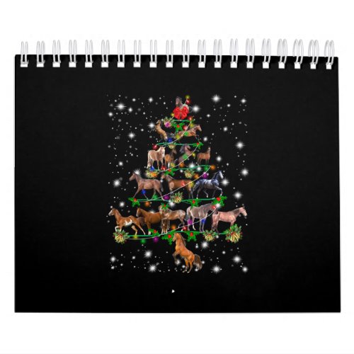 Horse Christmas Tree Covered By Flashlight Calendar