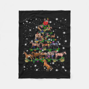 Horse Christmas Tree Covered By Flashlight Fleece Blanket