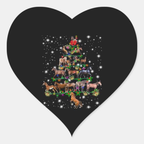 Horse Christmas Tree Covered By Flashlight Heart Sticker