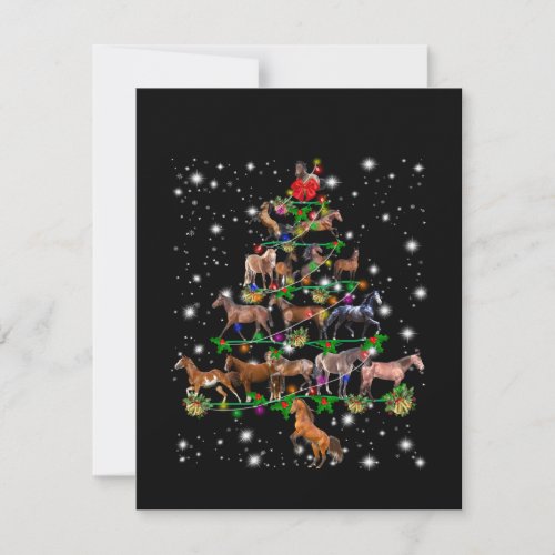 Horse Christmas Tree Covered By Flashlight Thank You Card
