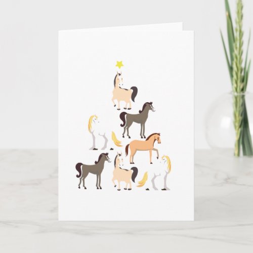 Horse Christmas Tree Cute Equestrian Gift Card