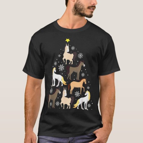 Horse Christmas Tree Cute Equestrian Gift T_Shirt