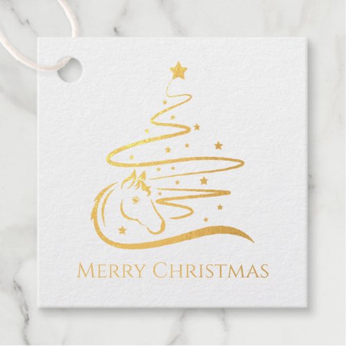 Horse Christmas tree Equestrian real gold foil Foil Favor Tags