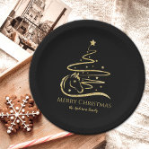 Gold Glitter Christmas Ornament Elegant Dark Brown Wrapping Paper