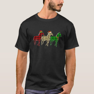 Horse Christmas Tree Lights Funny Animals Xmas Paj T-Shirt