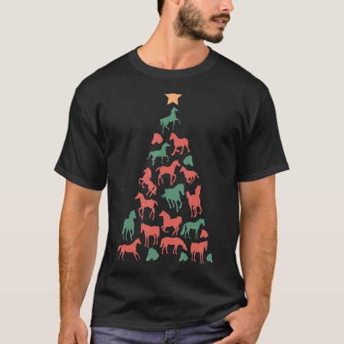 Horse Christmas Tree Merry Horsemas Cute T_Shirt