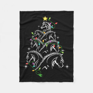 Horse Christmas Tree Xmas Lighting , Uni-adults_ki Fleece Blanket
