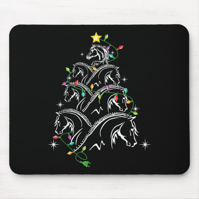 Horse Christmas Tree Xmas Lighting , Uni-adults_ki Mouse Pad (Front)