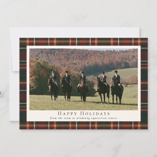 Horse Classic Tartan Plaid Christmas Photo Barn Holiday Card