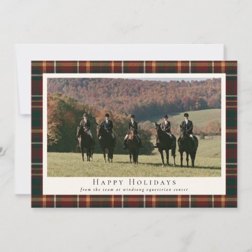 Horse Classic Tartan Plaid Christmas Photo Barn Holiday Card