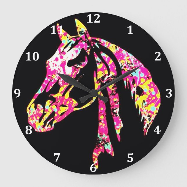 Horse clock, nice colored large clock (Front)