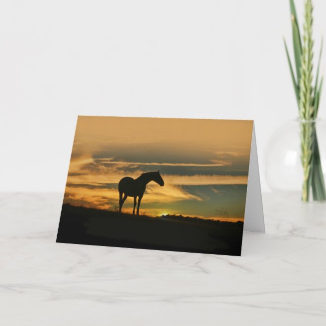 Horse Clouds and Sunset Thinking of You Card (Front)