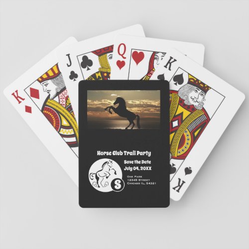 Horse Club Trail Party Monogram Photo Poker Cards