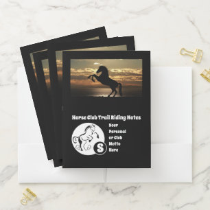 Horse Club Trail Riding Monogram Photo Pocket Folder