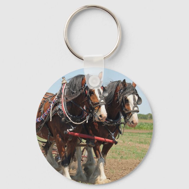 Horse Clydesdale Farming Photo Keychain (Front)