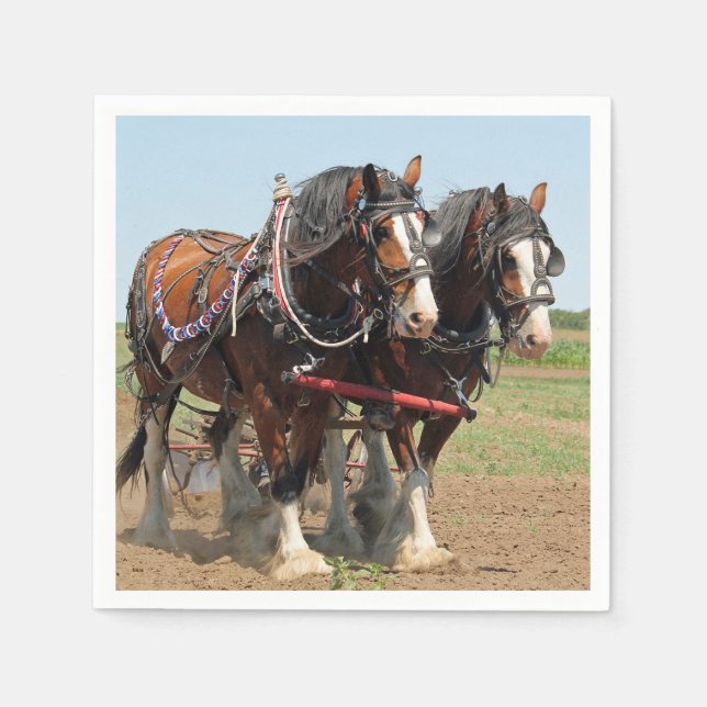 Horse Clydesdale Farming Photo Napkins (Front)