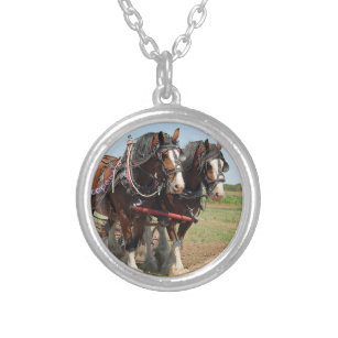 Horse Clydesdale Farming Photo Silver Plated Necklace