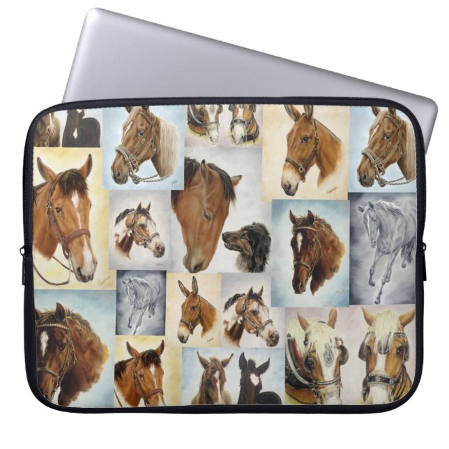 Horse Collage Laptop Sleeve (Front)