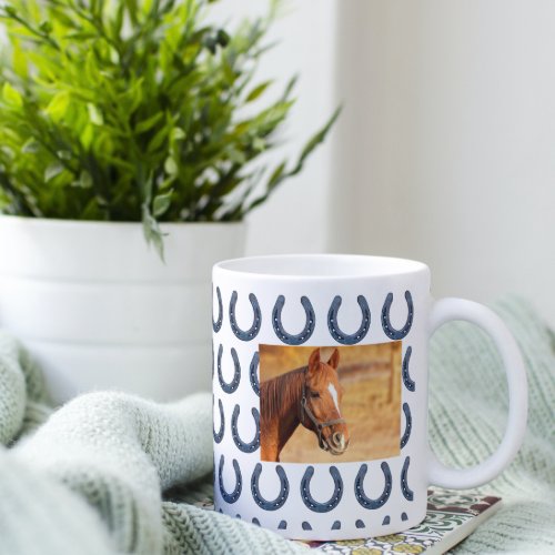 Horse Collage Photo Custom Owner Horseshoe Coffee Mug