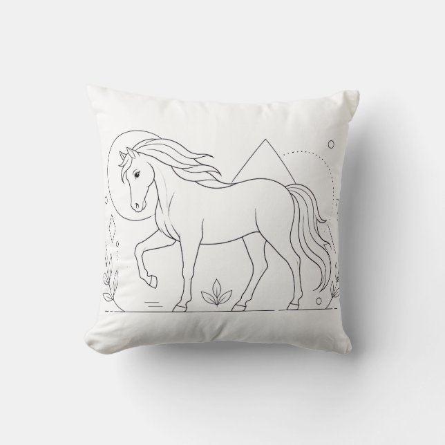 Horse Coloring Book Pillow (Front)