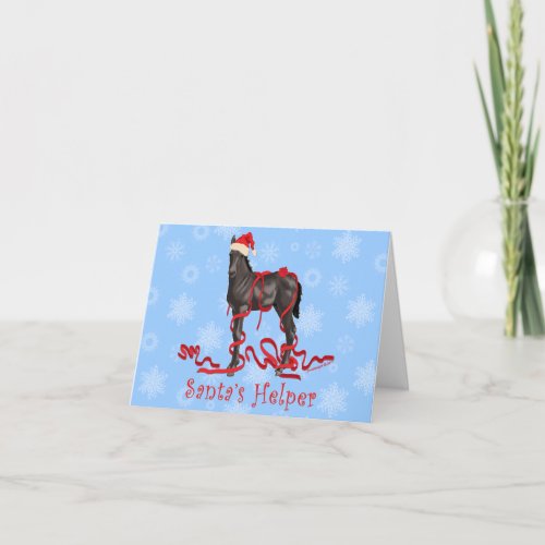 Horse Colt Santas Helper Santas Hat Snowflakes Holiday Card