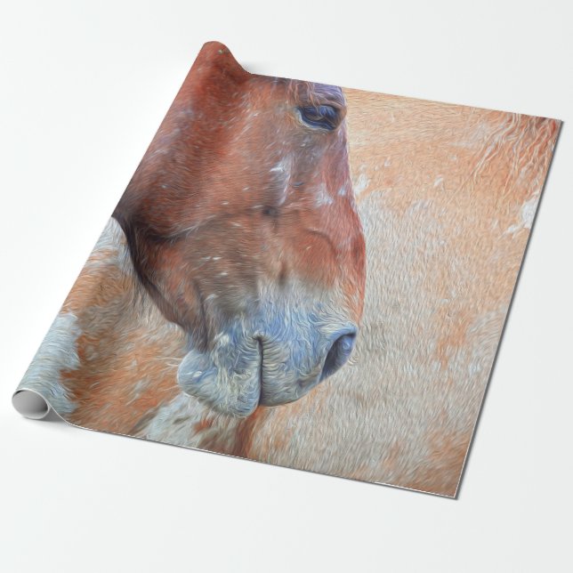 Horse Country Rustic Brown Western Decoupage Wrapping Paper (Unrolled)