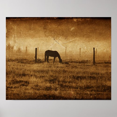 Horse Country Rustic Vintage Texture Decoupage Poster
