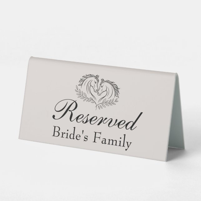 Horse Country Wedding Reserved Bride’s Family Table Tent (Back)