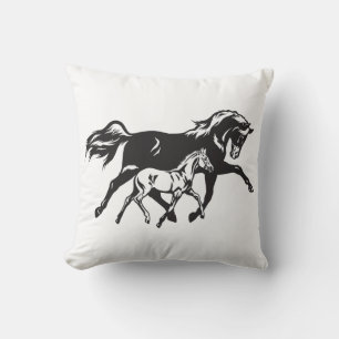 Horse Country Western Cowgirl Farm Equestrian Throw Pillow