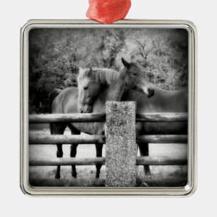 Horse Couple - Tender Love on the Farm Metal Ornament