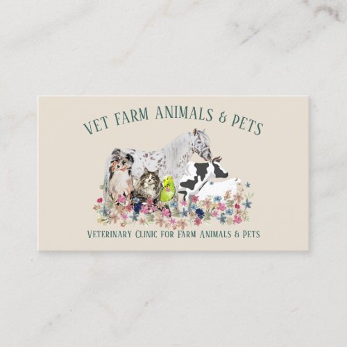 Horse Cow Sheep Dog Cat Bird Animal Pet Veterinary Business Card