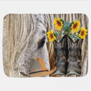 Horse Cowboy Boots Cowboy Hat  Baby Blanket