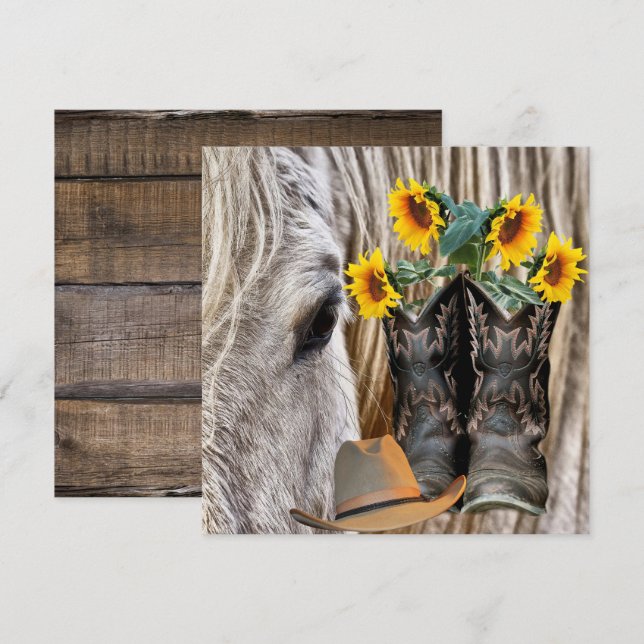 Horse Cowboy Boots Cowboy Hat Barn Board Flowers (Front/Back)